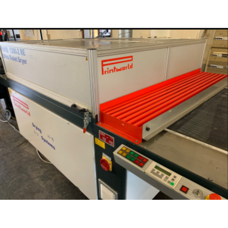 Linea serigrafica automatica usata SPS Vitessa G2 – formato 75 × 105 cm – con forno UV e stacker